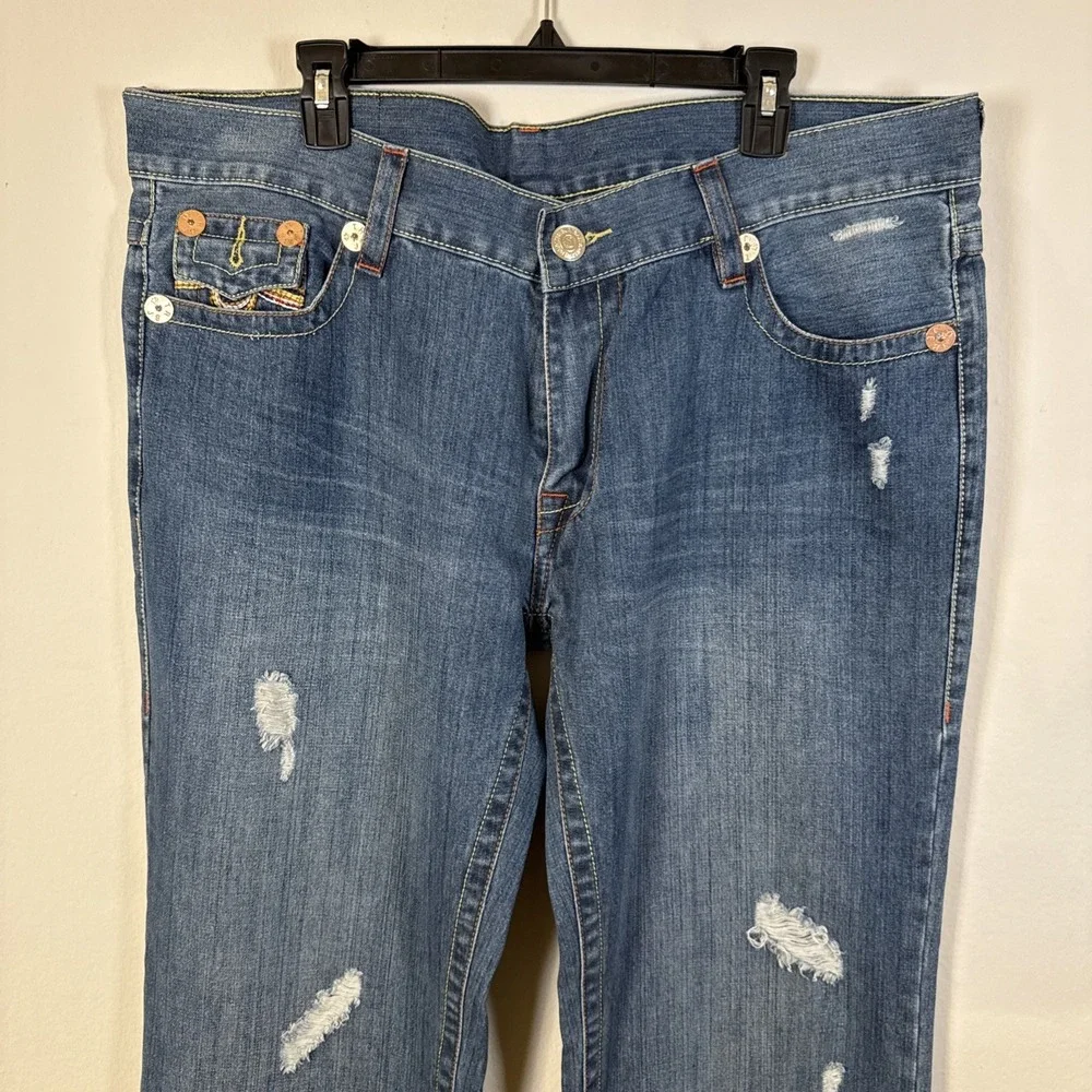 True‎ Religion Jeans 40x33 Mens Blue Billy Super T Denim Straight Flap Pockets